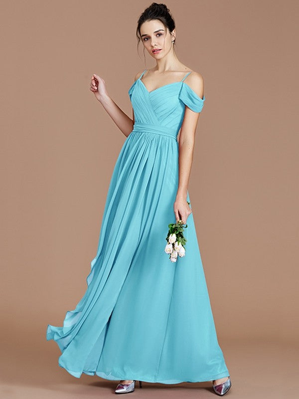 A-Line Charming Off-the-Shoulder Sleeveless Ruched Chiffon Bridesmaid Dresses