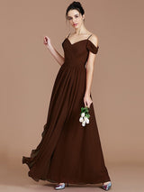 A-Line Charming Off-the-Shoulder Sleeveless Ruched Chiffon Bridesmaid Dresses