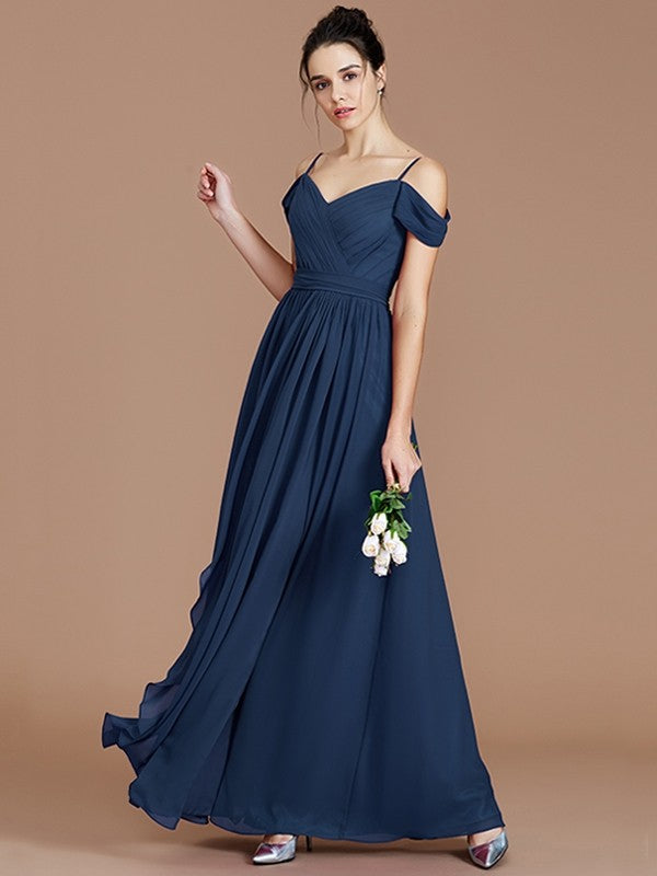 A-Line Charming Off-the-Shoulder Sleeveless Ruched Chiffon Bridesmaid Dresses