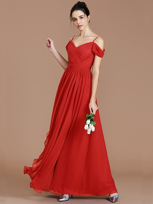 A-Line Charming Off-the-Shoulder Sleeveless Ruched Chiffon Bridesmaid Dresses