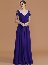 A-Line Charming Off-the-Shoulder Sleeveless Ruched Chiffon Bridesmaid Dresses