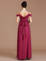 A-Line Charming Off-the-Shoulder Sleeveless Ruched Chiffon Bridesmaid Dresses