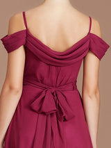 A-Line Charming Off-the-Shoulder Sleeveless Ruched Chiffon Bridesmaid Dresses