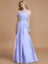 A-Line Charming One Shoulder Chiffon Sleeveless Bridesmaid Dresses