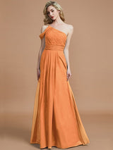 A-Line Charming One Shoulder Chiffon Sleeveless Bridesmaid Dresses