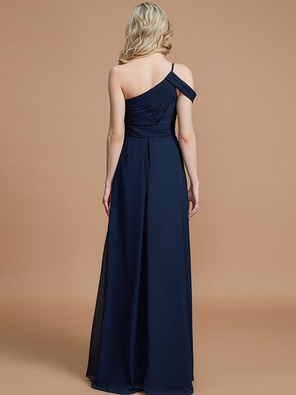 A-Line Charming One Shoulder Chiffon Sleeveless Bridesmaid Dresses