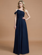 A-Line Charming One Shoulder Chiffon Sleeveless Bridesmaid Dresses