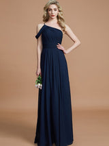 A-Line Charming One Shoulder Chiffon Sleeveless Bridesmaid Dresses