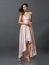 Charming Sleeveless High Low Silk like Satin Bridesmaid Dresses