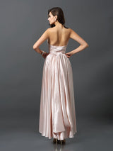 Charming Sleeveless High Low Silk like Satin Bridesmaid Dresses