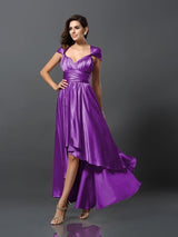 Charming Sleeveless High Low Silk like Satin Bridesmaid Dresses