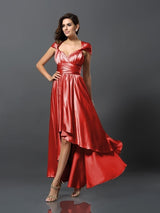 Charming Sleeveless High Low Silk like Satin Bridesmaid Dresses