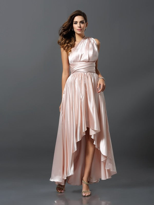 Charming Sleeveless High Low Silk like Satin Bridesmaid Dresses