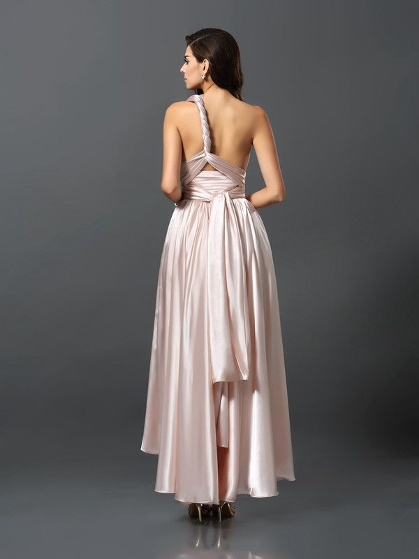 Charming Sleeveless High Low Silk like Satin Bridesmaid Dresses