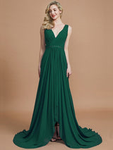 A-Line Charming Sleeveless V-neck Chiffon Bridesmaid Dresses