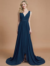 A-Line Charming Sleeveless V-neck Chiffon Bridesmaid Dresses