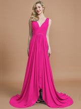 A-Line Charming Sleeveless V-neck Chiffon Bridesmaid Dresses