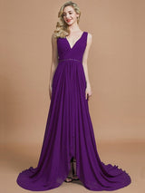 A-Line Charming Sleeveless V-neck Chiffon Bridesmaid Dresses