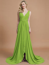 A-Line Charming Sleeveless V-neck Chiffon Bridesmaid Dresses