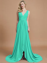 A-Line Charming Sleeveless V-neck Chiffon Bridesmaid Dresses