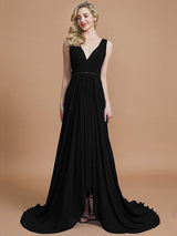 A-Line Charming Sleeveless V-neck Chiffon Bridesmaid Dresses