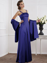 A-Line Charming Spaghetti Straps Sleeveless Beading Long Elastic Woven Satin Mother of the Bride Dresses