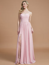 A-Line Charming Spaghetti Straps Sleeveless Ruched Chiffon Bridesmaid Dresses