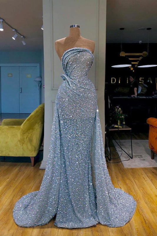 Charming Starpless Sequins Beads Long Prom Dress Overskirt-stylesnuggle