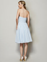 A-Line Charming Strapless Sleeveless Hand-Made Flower Short Chiffon Bridesmaid Dresses