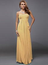 Charming Strapless Sleeveless Ruffles Long Chiffon Bridesmaid Dresses