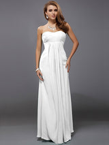 Charming Strapless Sleeveless Ruffles Long Chiffon Bridesmaid Dresses