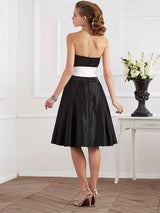 A-Line Charming Strapless Sleeveless Sash/Ribbon/Belt Short Satin Bridesmaid Dresses