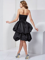 A-Line Charming Strapless Sleeveless Short Satin Bridesmaid Dresses