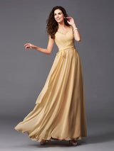 A-Line Charming Straps Sash/Ribbon/Belt Sleeveless Long Chiffon Bridesmaid Dresses