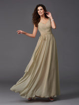 A-Line Charming Straps Sash/Ribbon/Belt Sleeveless Long Chiffon Bridesmaid Dresses