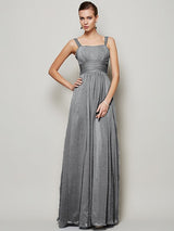 Charming Straps Sleeveless Pleats Long Chiffon Bridesmaid Dresses