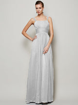 Charming Straps Sleeveless Pleats Long Chiffon Bridesmaid Dresses