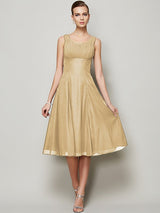 A-Line Charming Straps Sleeveless Pleats Short Chiffon Bridesmaid Dresses