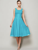 A-Line Charming Straps Sleeveless Pleats Short Chiffon Bridesmaid Dresses