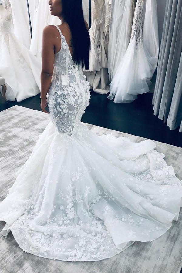 stylesnuggle offers Sleeveless Mermaid Wedding Gown Floral Lace Bridal Gown at a good price, fast delivery worldwide. Extra coupon to save a heap.