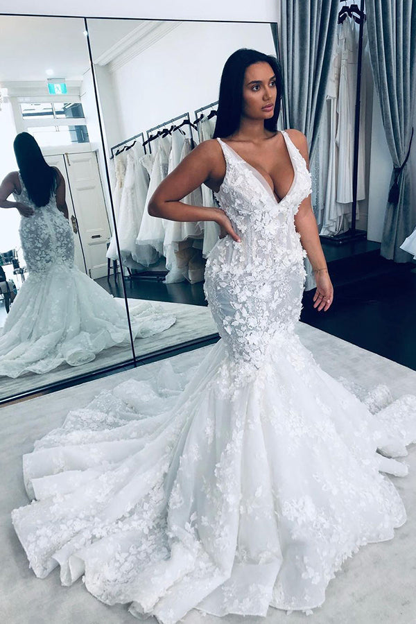 stylesnuggle offers Sleeveless Mermaid Wedding Gown Floral Lace Bridal Gown at a good price, fast delivery worldwide. Extra coupon to save a heap.