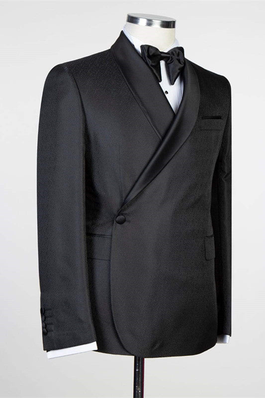 Chic Black Designer Shawl Lapel Men Suits for Wedding-stylesnuggle