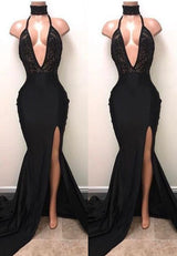 Buy high quality discount Elegant dresses from  stylesnuggle. Chic Black High Neck Lace Front Split Mermaid Prom Dress. Shipping worldwide,  custom made all sizes & colors. SHOP NOW.