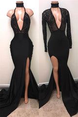 Buy high quality discount Elegant dresses from  stylesnuggle. Chic Black High Neck Lace Front Split Mermaid Prom Dress. Shipping worldwide,  custom made all sizes & colors. SHOP NOW.