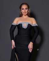 Chic Black Long Sleeves Mermaid Prom Dresses with beads-stylesnuggle