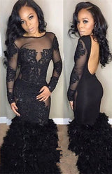 stylesnuggle custom made Chic Black Mermaid Prom Party Gowns| Long Sleeves Lace Evening Gowns in really cheap prices.  Extra coupons available weekly, save a lot today.