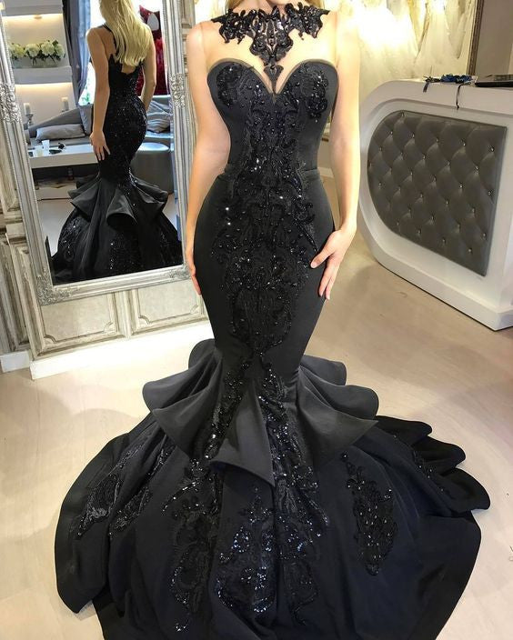 Looking for custom made Chic black mermaid Prom Party Gownslong Prom Party Gowns New Arrival on sale. Free shipping,  high quality,  fast delivery,  made to order dress. Discount price. Affordable price. stylesnuggle.