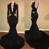 Do you need a mermaid style prom dress custom made at affordable prices? Shop stylesnuggle with our Chic Black prom dress Mermaid Long Sleeves Evening Dress,  and lace formal dress On Sale.