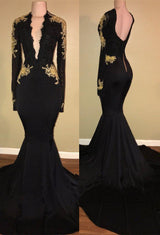 Do you need a mermaid style prom dress custom made at affordable prices? Shop stylesnuggle with our Chic Black prom dress Mermaid Long Sleeves Evening Dress,  and lace formal dress On Sale.