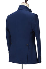 Chic Dark Navy Peak Lapel Two Pieces Classic Men Suit for Prom-stylesnuggle